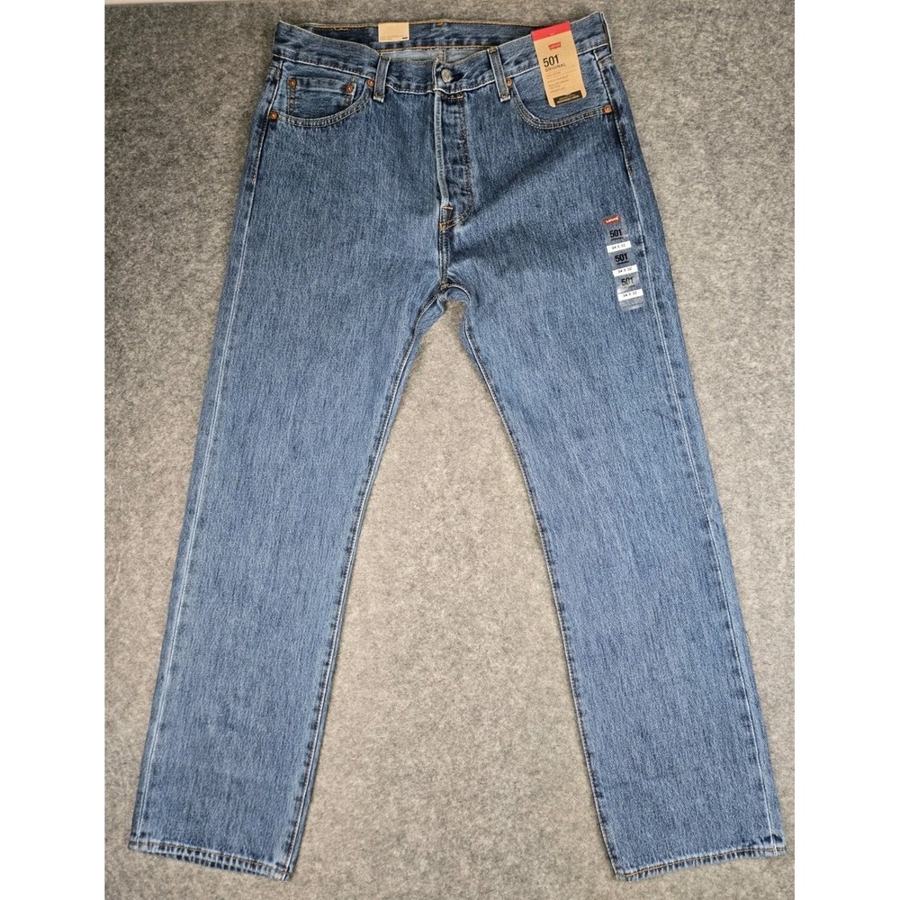 Levi's 501 Original Fit Button Fly Jeans 34 x 32 Straight Leg Vintage Stone Wash